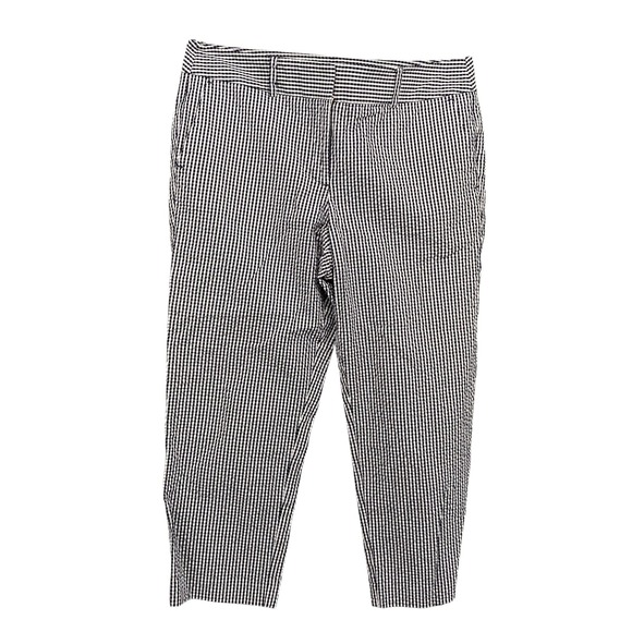 Ann Taylor Factory Gingham Cropped Pants Black White Career Casual Women's 10 - Picture 1 of 11